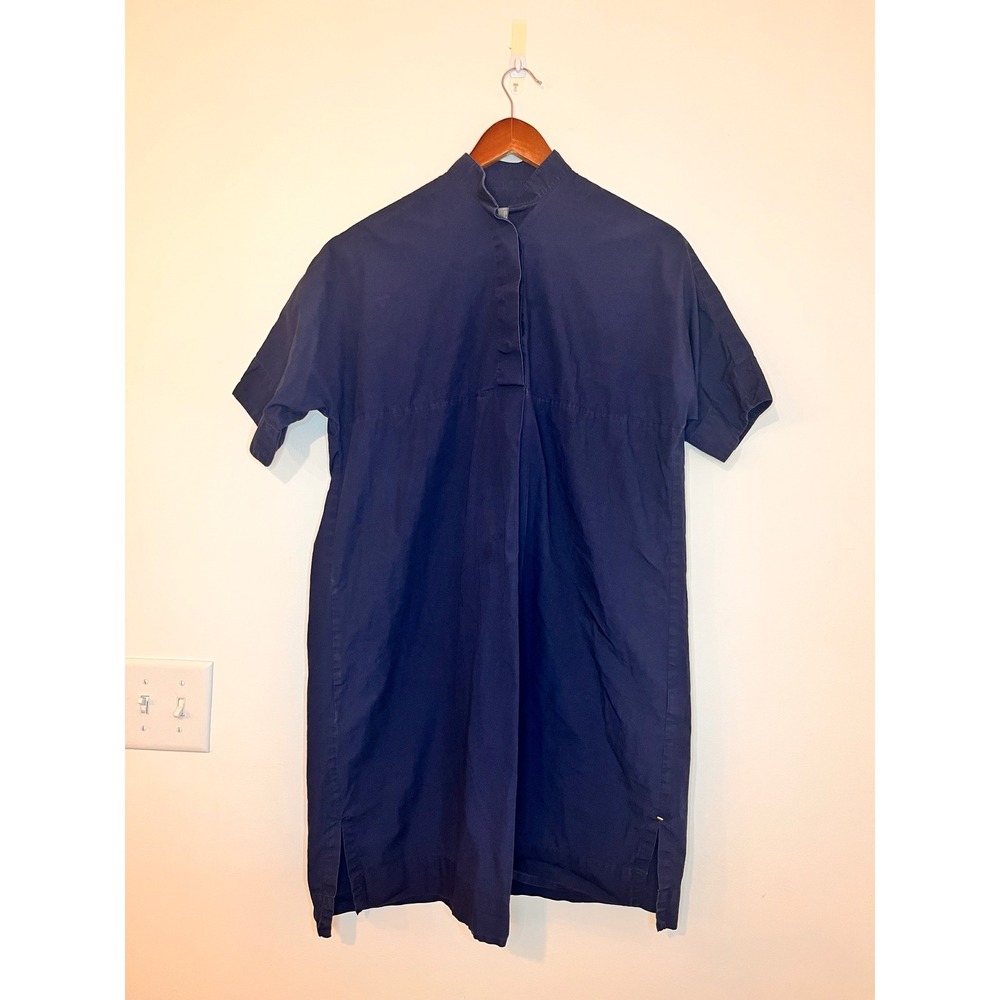 GREI. New York Navy Blue Cotton Band Collar Short Sleeve Tunic Dress Size 0‎